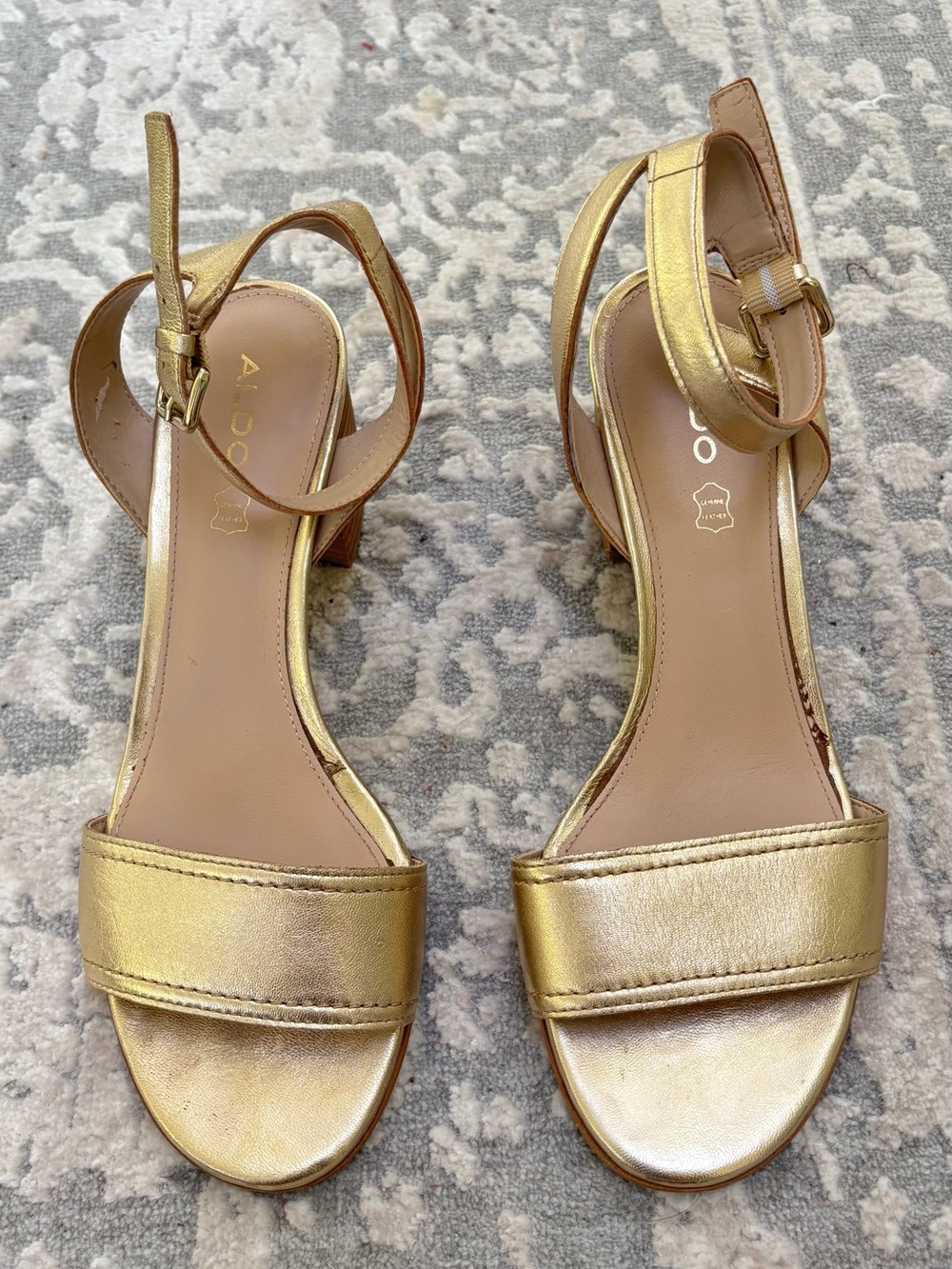 Aldo Gold Metallic Heel Sandals